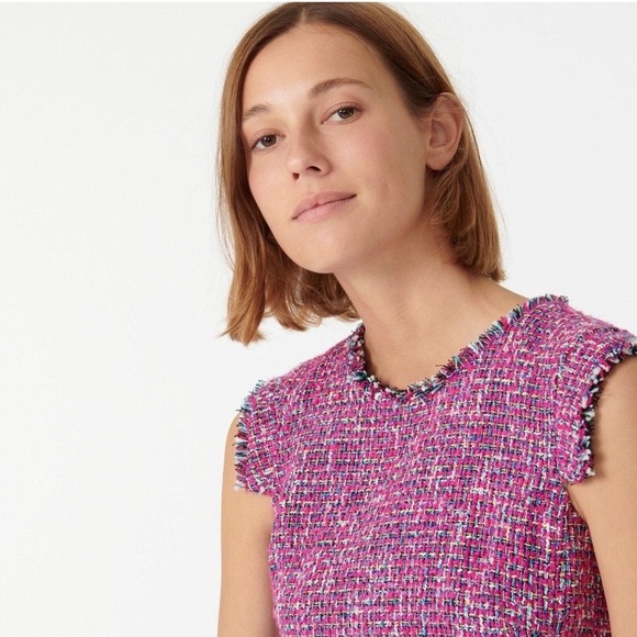 J. Crew Resume Dress in Autumn Tweed Pink Sz 6 - Picture 2 of 13